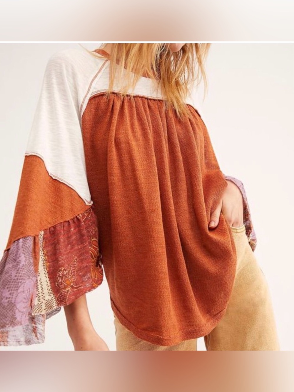 We the Free People Friday Fever patchwork top small oversized